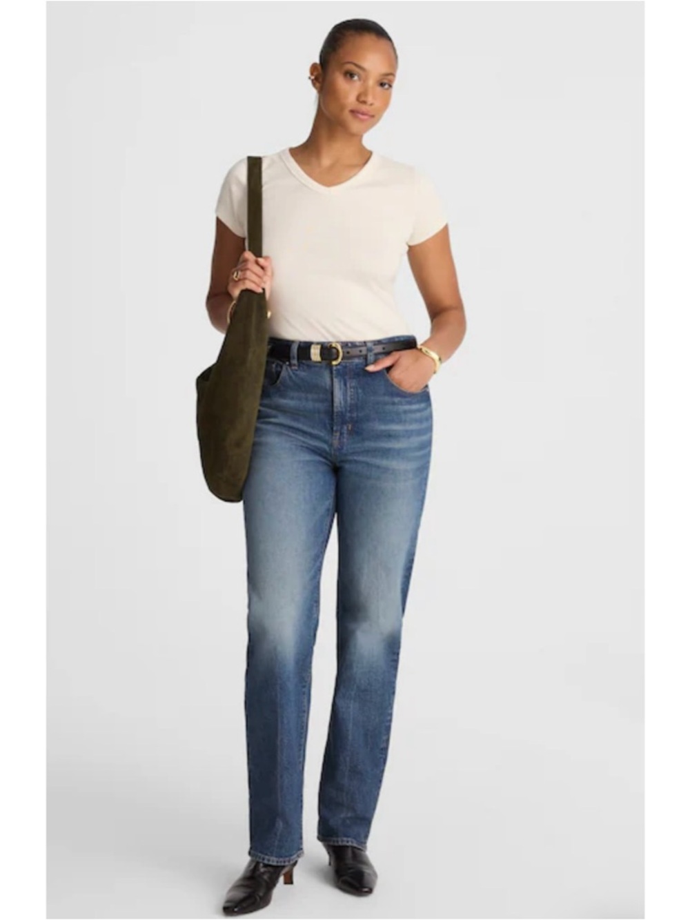 NWT Madewell The Curvy Longline Straight Jean Greendale Wash Blue
